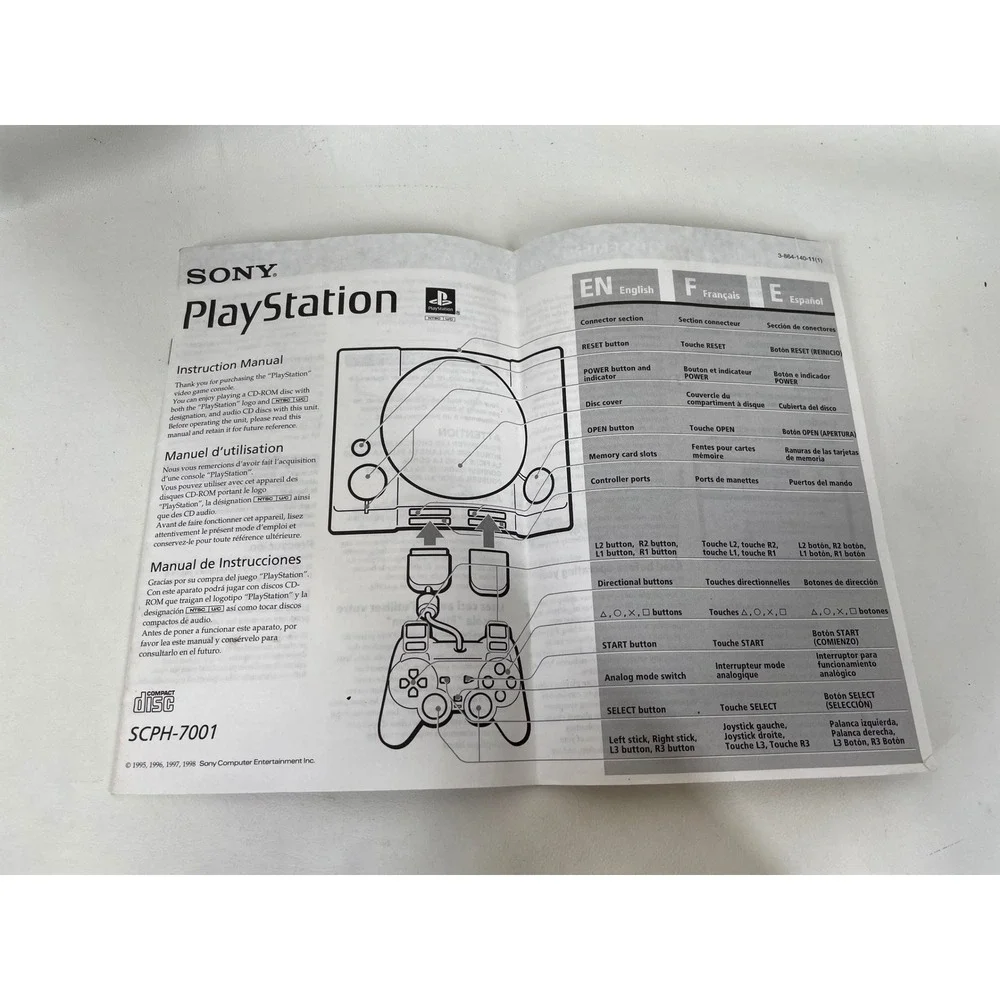 Sony PlayStation SCPH-7001 Instruction Manual PS1 Original Vintage 1998